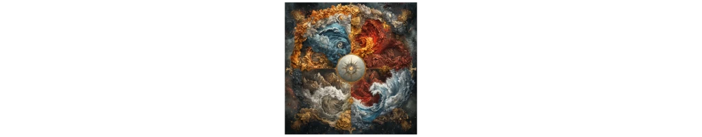 Illustration du mode Cardinal en astrologie, représentant l’énergie d’initiative et de leadership des signes Bélier, Cancer, Balance et Capricorne.
