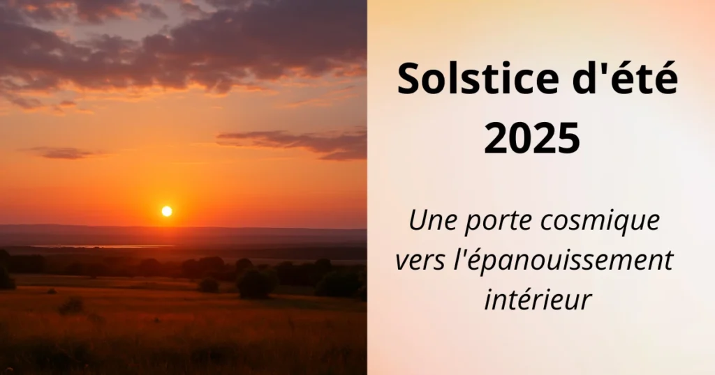 Coucher de soleil symbolisant le solstice d'été 2025, énergie astrologique et renouveau intérieur